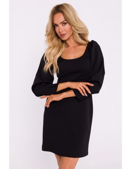 M836 Square neckline mini dress - black