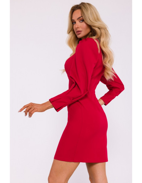 M836 Square neckline mini dress - red