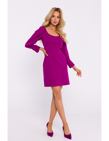 M836 Square neckline mini dress - ruby