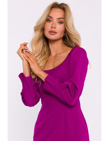 M836 Square neckline mini dress - ruby