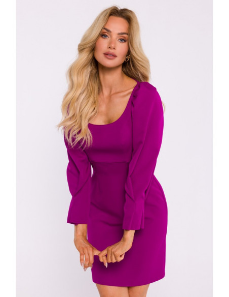 M836 Square neckline mini dress - ruby