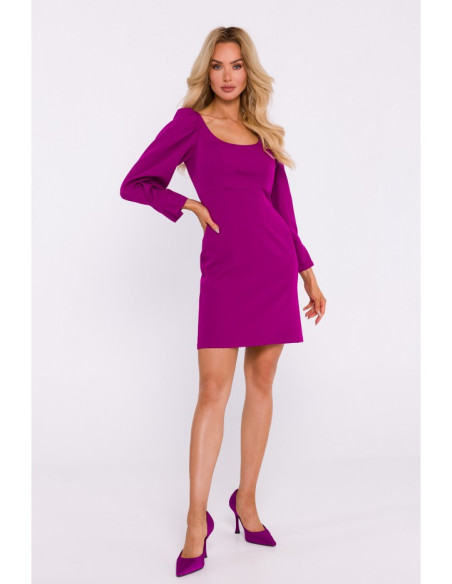 M836 Square neckline mini dress - ruby