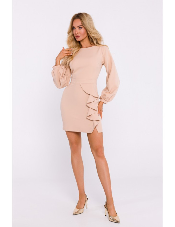 M837 Mini dress with open back detail - beige