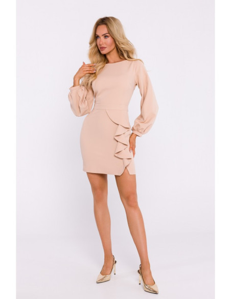 M837 Mini dress with open back detail - beige