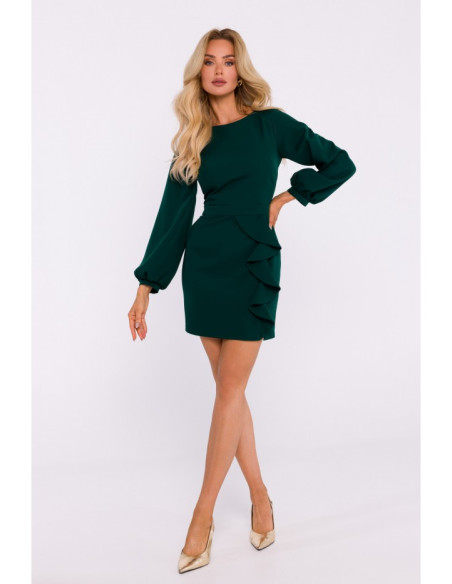 M837 Mini dress with open back detail - bottle green