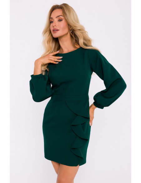 M837 Mini dress with open back detail - bottle green