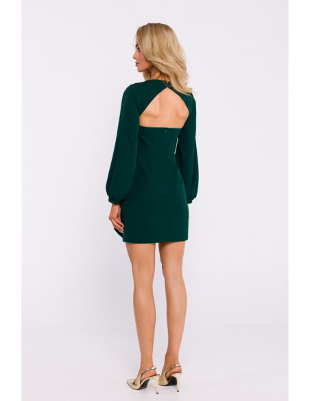 M837 Mini dress with open back detail - bottle green