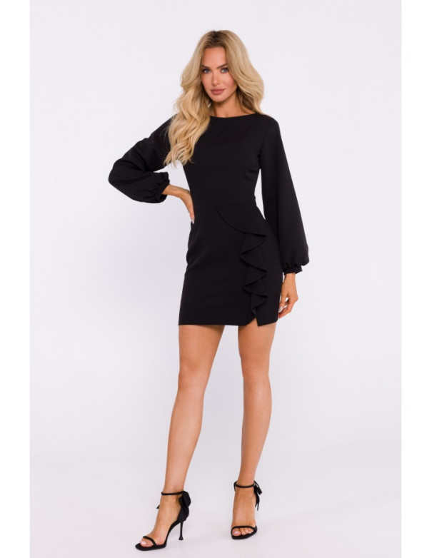 M837 Mini dress with open back detail - black