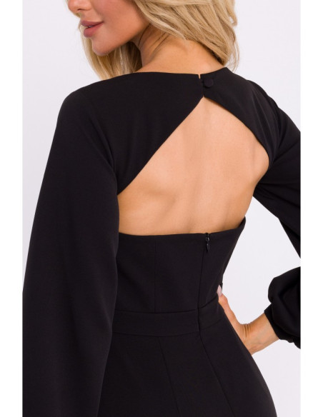 M837 Mini dress with open back detail - black