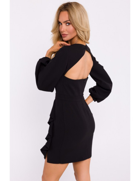 M837 Mini dress with open back detail - black