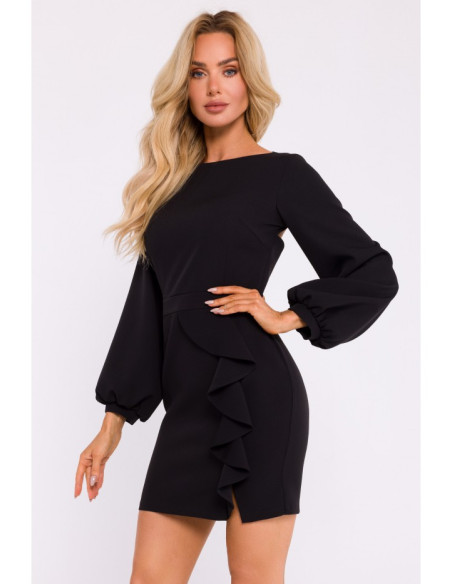 M837 Mini dress with open back detail - black