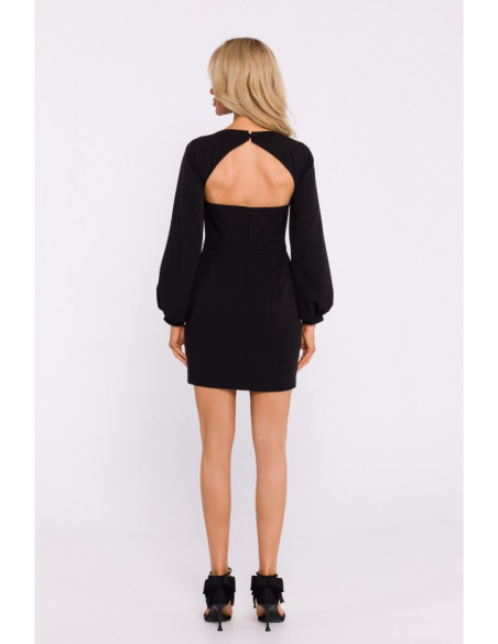 M837 Mini dress with open back detail - black