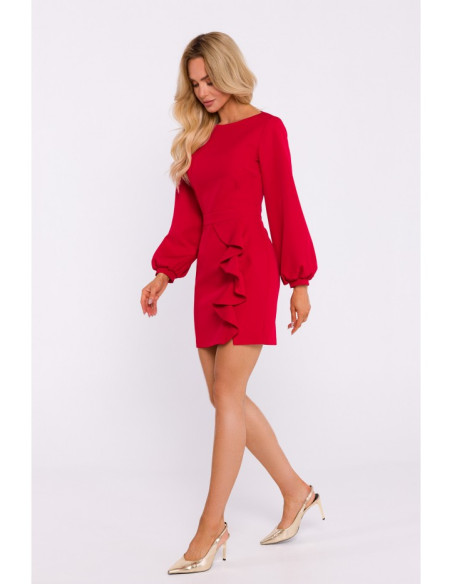 M837 Mini dress with open back detail - red