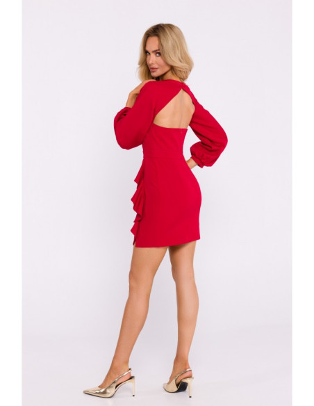 M837 Mini dress with open back detail - red