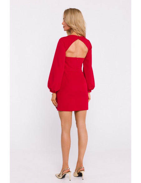 M837 Mini dress with open back detail - red