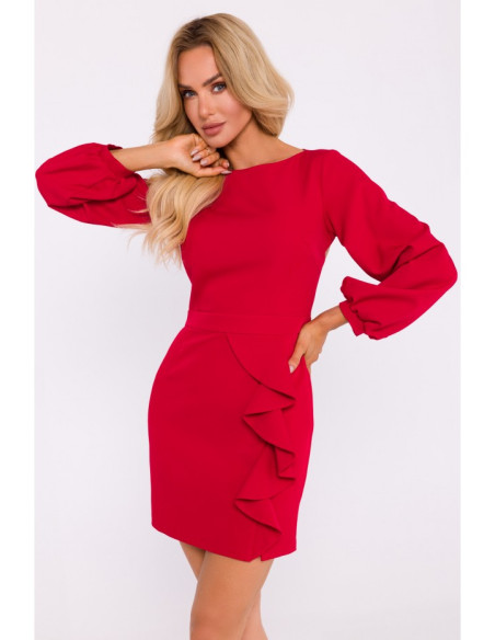 M837 Mini dress with open back detail - red