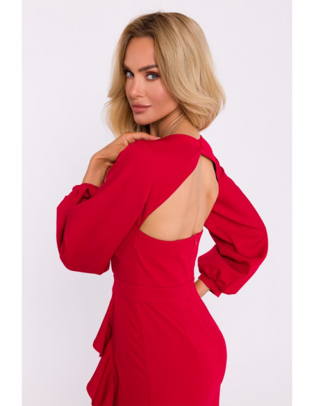 M837 Mini dress with open back detail - red