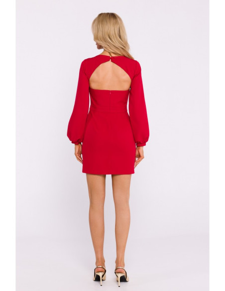 M837 Mini dress with open back detail - red