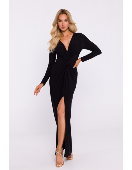 M840 Maxi dress with a knot - black