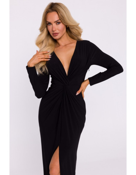 M840 Maxi dress with a knot - black