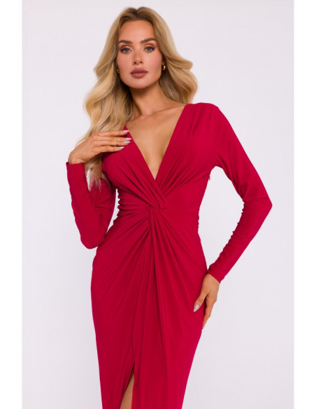 M840 Maxi dress with a knot - red