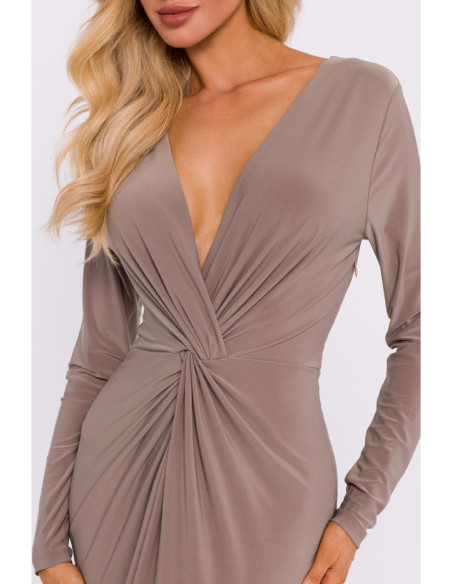 M840 Maxi dress with a knot - beige