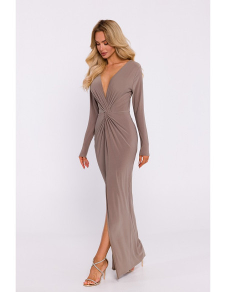 M840 Maxi dress with a knot - beige