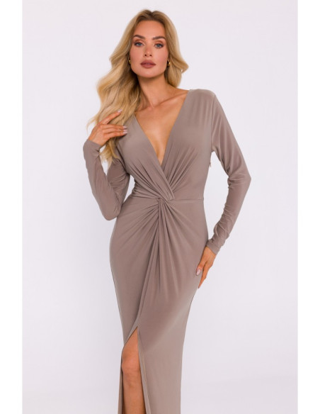 M840 Maxi dress with a knot - beige