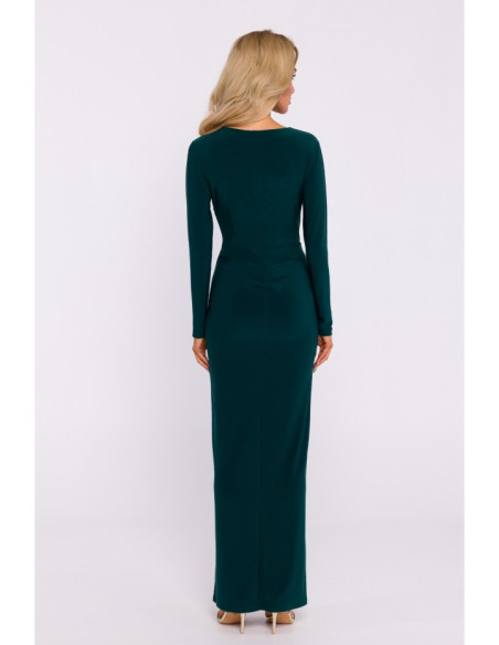 M840 Maxi dress with a knot - bottle green