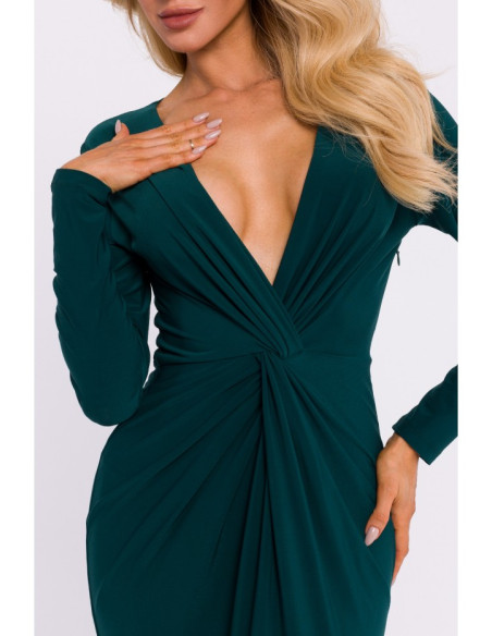 M840 Maxi dress with a knot - bottle green