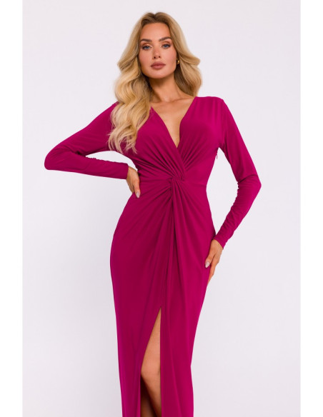 M840 Maxi dress with a knot - ruby