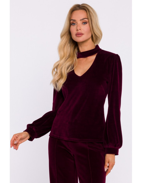 M831 Velvet halter neck top - maroon