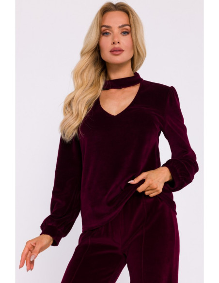 M831 Velvet halter neck top - maroon