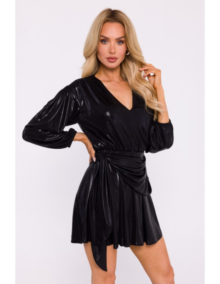 M832 Metallic mini dress - black