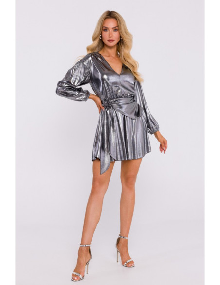 M832 Metallic mini dress - silver