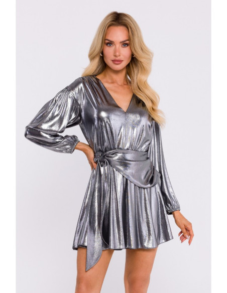 M832 Metallic mini dress - silver