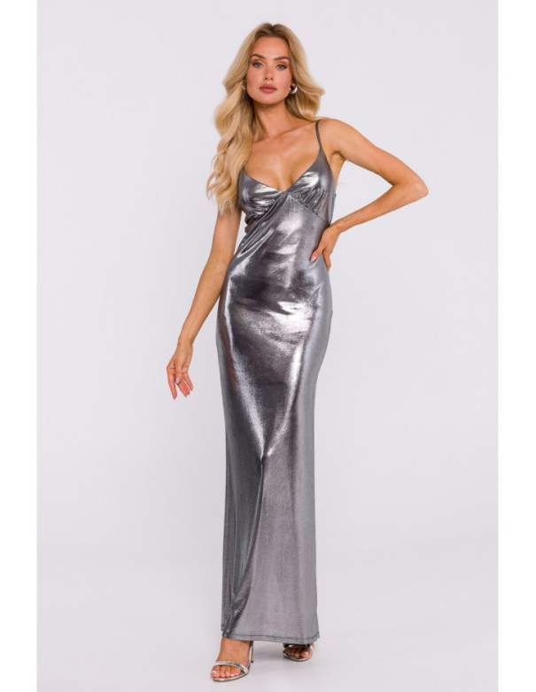 M834 Metallic slip dress - silver