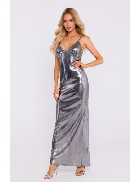 M834 Metallic slip dress - silver