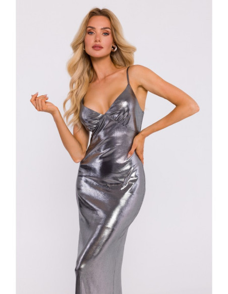 M834 Metallic slip dress - silver