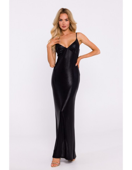 M834 Metallic slip dress - black