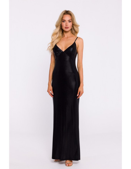 M834 Metallic slip dress - black