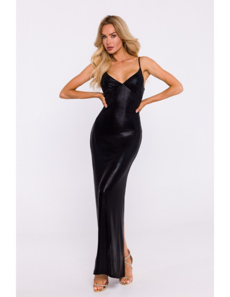 M834 Metallic slip dress - black