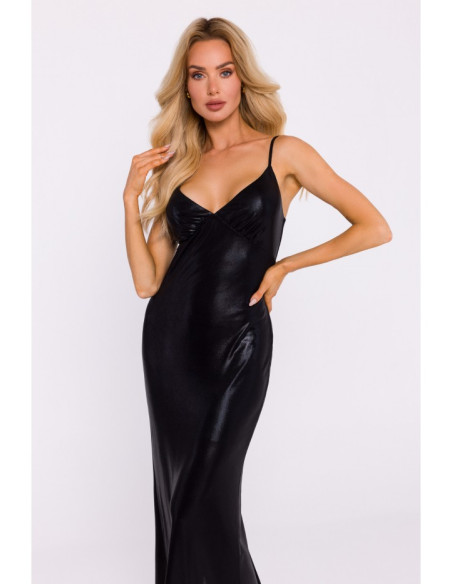 M834 Metallic slip dress - black