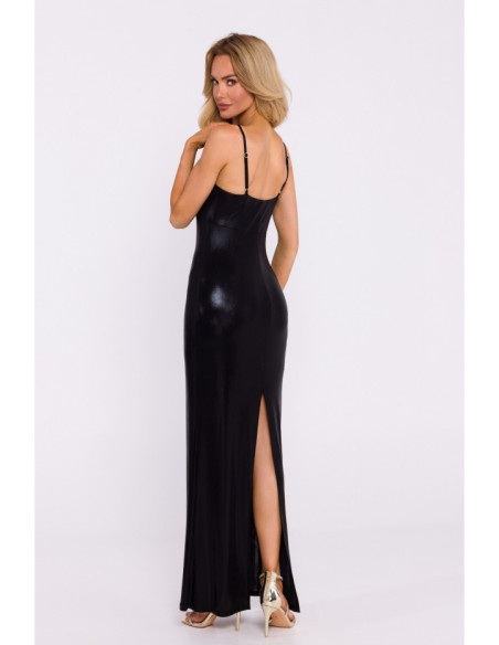 M834 Metallic slip dress - black