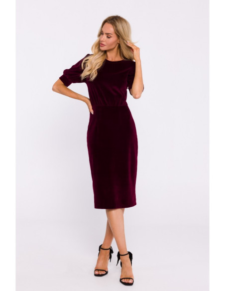 M827 Velvet sheath dress - maroon