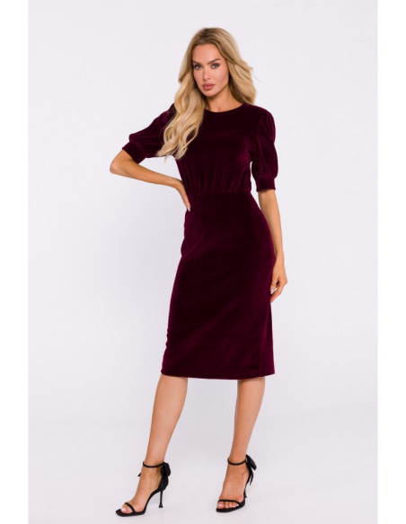 M827 Velvet sheath dress - maroon