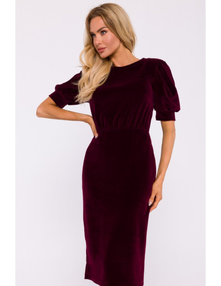 M827 Velvet sheath dress - maroon