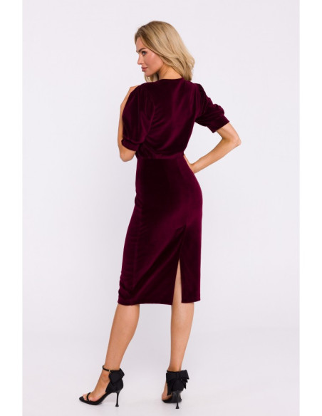 M827 Velvet sheath dress - maroon