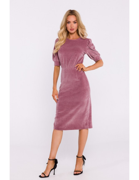 M827 Velvet sheath dress - crepe pink