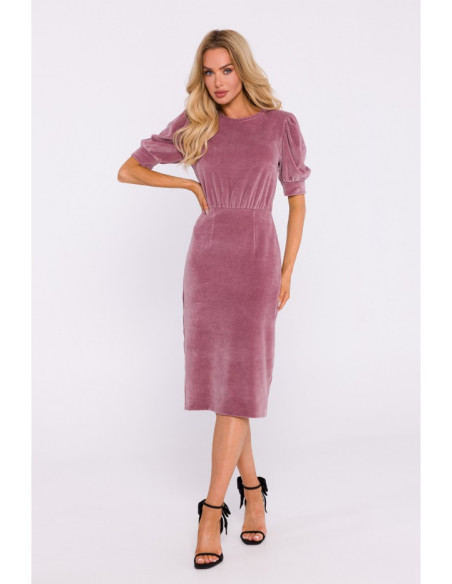 M827 Velvet sheath dress - crepe pink